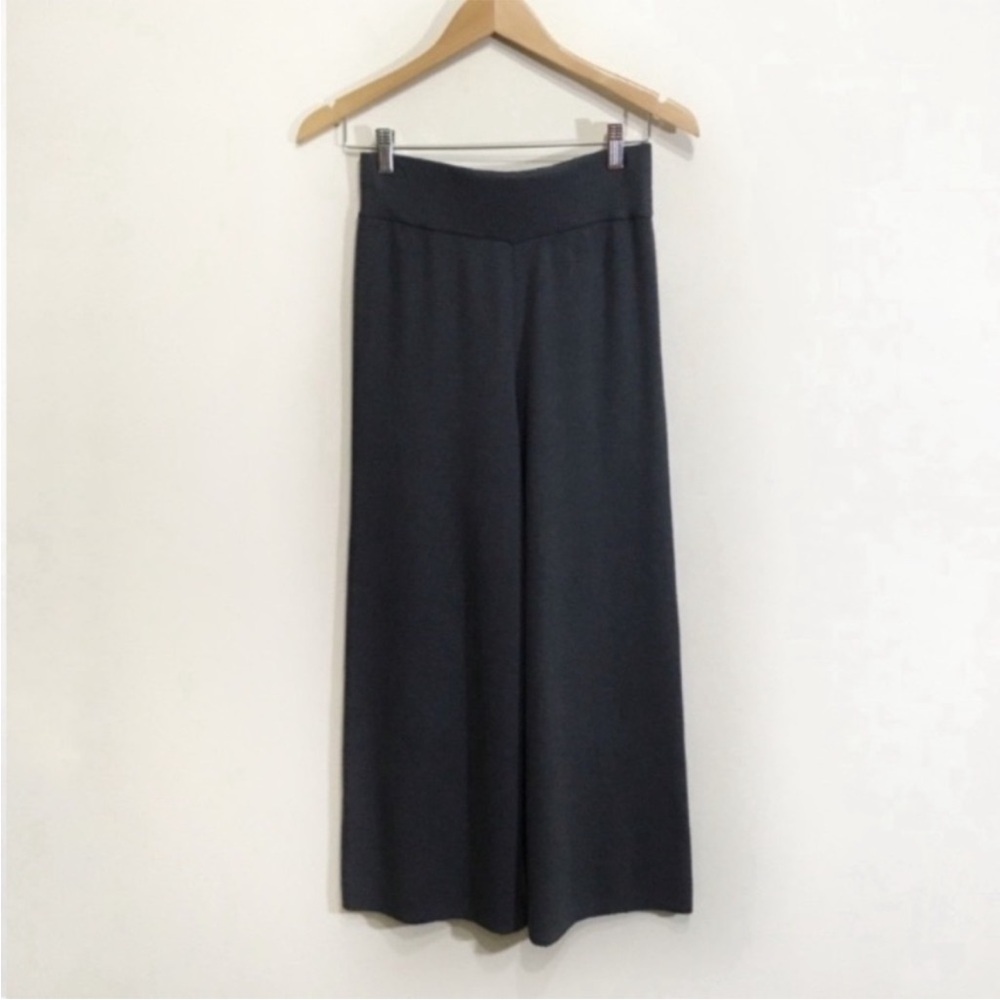 Oak + Fort Wide Leg Knit Pants Size Small Soft Cozy Stretchy Grey High Waisted